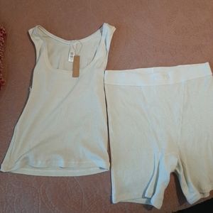 NWT SKIMS COTTON RIB TANK TOP AND BOXER SHORTS SET